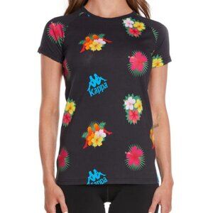 3/$60 NEW Kappa Authentic Bengkulu Floral Black Cotton T-Shirt SZ S